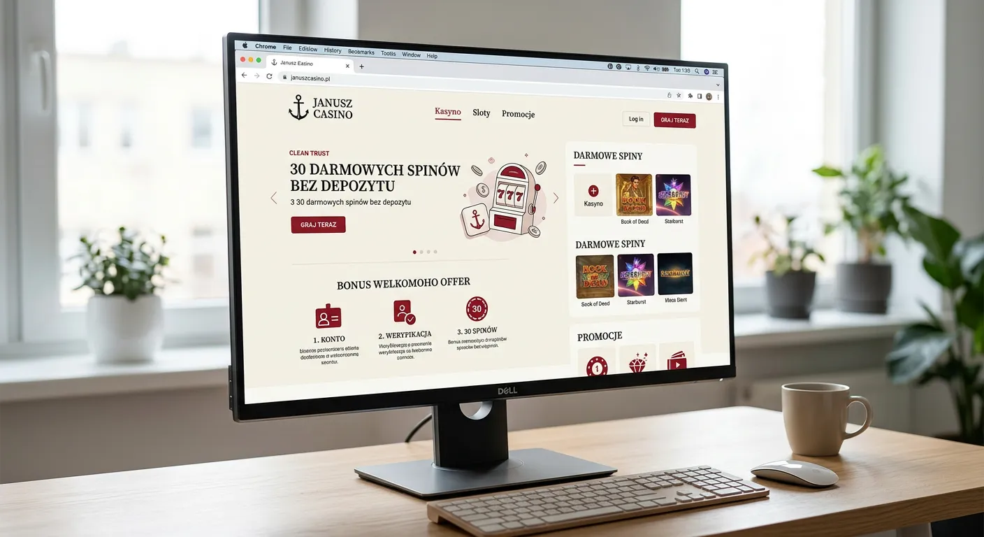 Logo Janusz Casino na tle interfejsu platformy